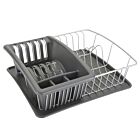 METALTEX Aquatex Plus 35 x 32 x 12 cm - Spülkorb, Schale und Bestecksammler, silber/anthrazit, Polytherm / Geschirrkorb / Abtropfgestell