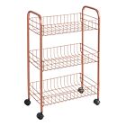 METALTEX 344403000 Lugano Allzweckwagen mit 3 Etagen Polytherm Copper / Rollregal, Höhe 63 cm