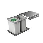NABER COX® BOX 360 S/400-2 mit Biodeckel und 24 Liter Abfallvolumen für 40 cm Schrankbreite / Abfallsorter