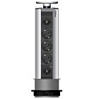 EVOLINE Port-1 LED Sonderanfertigung mit 3 Steckdosen und 1 Schalter für externe Beleuchtung, Deckel aus Edelstahl