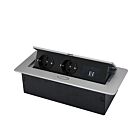 THEBO Aluminium Tischsteckdose APS 11 USB mit 2 Steckdosen Schuko und USB Ladestation