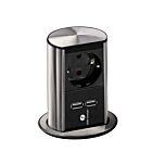 Bachmann 928.017 ELEVATOR Energiestation mit Schuko-Steckplatz und 2 USB Charger / Steckdosen versenkbar / Steckdosenleiste / Bachmann