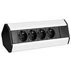 DesignLight CORNERBOX Aluminium SchuKo 4-fach / Ecksteckdose / Mehrfachsteckdose