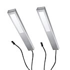 LED 46 Piccolo Set bestehend aus 2 Leuchten aus Edelstahl in warmweiß und einem LED Netztteil / Unterbauleuchten / Schrankleuchten / Leuchtensystem / Leuchte