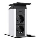 EVOline PORT Push Cuisine 2-fach VDE Steckdosenleiste und USB-Port, versenkbar / Mehrfachsteckdose / Steckdosenverteiler