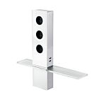 Turm Energiebox Design Edelstahl mit Glas weiß - Schuko 3-fach und 2-fach USB / Steckdosen / USB-Port