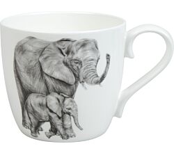 KÖNITZ 1120572761 Becher Amazing Animals - Elefanten 425 ml aus Bone China Porzellan