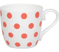 KÖNITZ 1120572820 Becher Dots - coral, 425 ml / Kaffeebecher mit Punkten / Teebecher