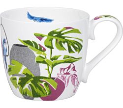 KÖNITZ 1120573022 Becher Urban Jungle - Monstera by Aurore 425 ml aus Bone China Porzellan