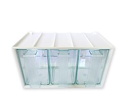 3er Schüttenkasten LUXUS grün transparent inkl. 3 Schütten / Mehlschütte / Küchenschütte