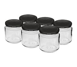 Browin 132216 Glas, 212 ml mit schwarzem Schraubverschluss TO Ø 66 mm, 6 Stk.
