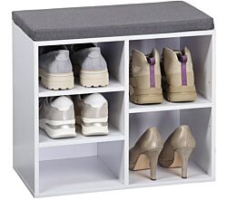 KESPER 15905 Schuhschrank mit Sitzkissen, weiß/grau, 51,5 x 29,5 x 48 cm 