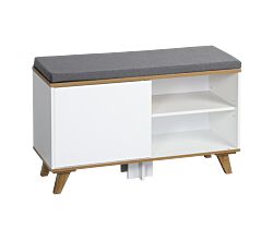 KESPER 1594213 Schuhschrank mit Sitzkissen, weiß, 77 x 30 x 48 cm