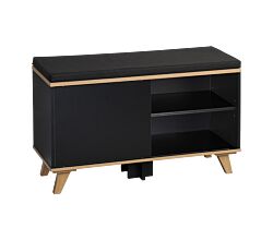 KESPER 1594313 Schuhschrank mit Sitzkissen, schwarz, 77 x 30 x 48 cm