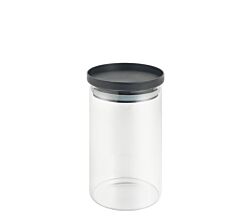 METALTEX 187214000 Aroma Line Vorratsglas rund 1000 ml aus Borosilikatglas, Deckel mit Silikondichtung, stapelbar