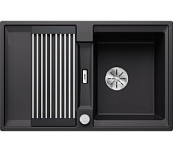 BLANCO Spüle ADIRA 45 S in SCHWARZ mit Ablauffernbedienung / Ausschnitt: 840 x 480 mm / ab Schrankbreite 45 cm / Silgranit