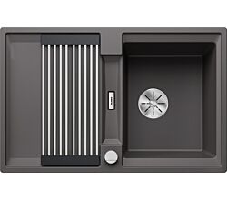 BLANCO Spüle ADIRA 45 S in FELSGRAU mit Ablauffernbedienung / Ausschnitt: 840 x 480 mm / ab Schrankbreite 45 cm / Silgranit
