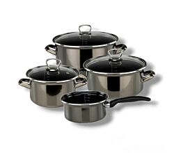 Bemus Emaille Kochtopf-Set BLACK PEARL 7tlg., anthrazit glänzend