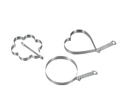 METALTEX Spiegeleierformer 3 Motive im SET / Spiegelei - Formen Kreis, Herz, Blume