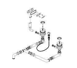 BLANCO Ablaufgarnitur 224710 mit Ablauffernbedienung und c-overflow / Drehexcenter