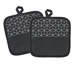 METALTEX 239501001 Topflappen 2er Set schwarz mit trendigem Dekor