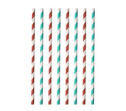 Metaltex 253132000 Trinkhalme aus Papier 40 Stück rot/aquamarin