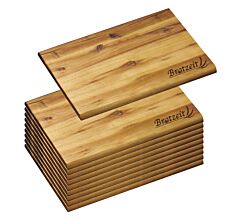 10er SET KESPER Brotzeitbrett aus Akazienholz mit Einbrand - Motiv Brotzeit / Vesperbrett / Brotzeitbrett