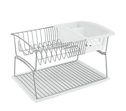 METALTEX Geniustex 45 x 31 x 28 cm - Spülkorb mit Abtropfschale und Bestecksammler, silber/transparent, Polytherm / Geschirrkorb / Abtropfgestell