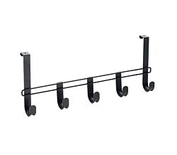 METALTEX 351900000 Hook Line Türhängeleiste Lava 38 cm mit 5 Haken, TouchTherm, matt schwarz / Raumsparer