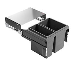 Hailo 3610951 AS Cargo Soft short 500 20/14 dunkelgrau mit 34 (20+14) Liter Füllvolumen / 2 fach Mülltrennsystem / für 50er Schrankbreite mit Frontauszug