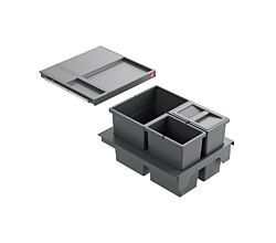 HAILO 3620471 Abfallsorter SEPARATO K 450 18/8/8/D dunkelgrau mit 34 Liter Abfallvolumen für 45 cm Schrankbreite