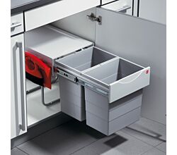 HAILO 3641221 Abfallsorter 40 (2x20) Liter RAUMSPAR TANDEM COMFORT 20/20/KS ab 40 cm Schrankbreite