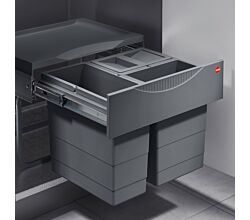 HAILO 3644911 Abfallsorter RAUMSPAR TANDEM S 12/8/8/D dunkelgrau mit 28 Liter Abfallvolumen / ab 50 cm Schrankbreite