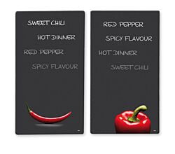 Multi - Glasschneideplatte 2er Set CHILI / Kesper / Herdabdeckplatten / Glasschneidbrett / Glasplatte / Spritzschutz