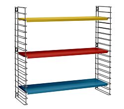 METALTEX 377603328 Bücherregal TOMADO mit 3 bunten Böden u. schwarzen Seiten / Hängeregal / TOMADO-Regalsystem