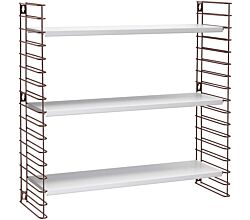 METALTEX 377605325 Bücherregal TOMADO mit 3 weißen Böden u. Seitengittern in bronze / Hängeregal / TOMADO-Regalsystem