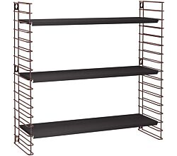 METALTEX 377605335 Bücherregal TOMADO mit 3 schwarzen Böden u. Seitengittern in bronze / Hängeregal / TOMADO-Regalsystem