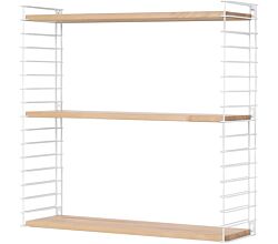 METALTEX 377607337 Bücherregal TOMADO mit 3 Ablagen aus Buchenholz u. Seitengittern in weiß / Hängeregal / TOMADO-Regalsystem