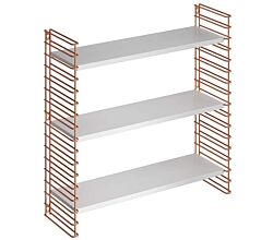 METALTEX 377608340 Bücherregal TOMADO mit 3 weißen Böden u. Seitengittern in kupfer / Hängeregal / TOMADO-Regalsystem