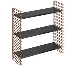 METALTEX 377608341 Bücherregal TOMADO mit 3 schwarzen Böden u. Seitengittern in kupfer / Hängeregal / TOMADO-Regalsystem