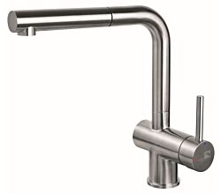 AquaCucina 45001-E Armatur LAGO S in EDELSTAHL mit ausziehbarem Auslauf / Küchenarmatur / Einhebelmischer