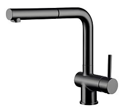 AquaCucina 45001-S Armatur LAGO S in SCHWARZ matt mit ausziehbarem Auslauf / Küchenarmatur / Einhebelmischer