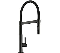 Armatur DRIVE 6 SCHWARZ matt mit Bogenauslauf mit Soft-Touch-Schlauch / Einhebelmischer