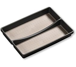 KESPER 30093 Besteckkasten / Mehrzweckeinsatz 32,5 x 23 x 4,5 cm mit 2-fach Einteilung, PP-Kunststoff, grau / Besteckeinsatz