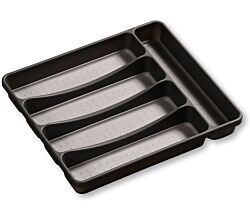 KESPER 30091 Besteckkasten 32,5 x 29,5 x 4,5 cm mit 5-fach Einteilung, PP-Kunststoff, grau / Besteckeinsatz