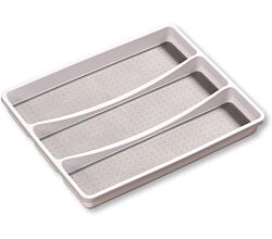 KESPER 30094 Besteckkasten / Mehrzweckeinsatz 40,5 x 32,5 x 4,5 cm mit 3-fach Einteilung, PP-Kunststoff, weiß/grau / Besteckeinsatz