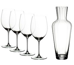 RIEDEL 5449/0-MOS VERITAS Cabernet / Merlot Weinglas 4er Set & Mosel Dekanter