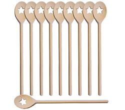 10er SET METALTEX 570320000 Kochlöffel oval 30 cm aus Buchenholz, Motiv Stern / Backzubehör / Kochzubehör