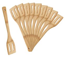 10er SET METALTEX -Bamboo Line- Wender geschlitzt aus Bambusholz / Pfannenwender / Holzbesteck / Bambus