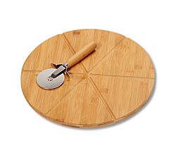 KESPER 58462 Pizzateller 32 cm aus Bambus mit extra Pizzaschneider / Holzteller / Pizzaunterlage / Pizza-Holzteller / Holzgeschirr